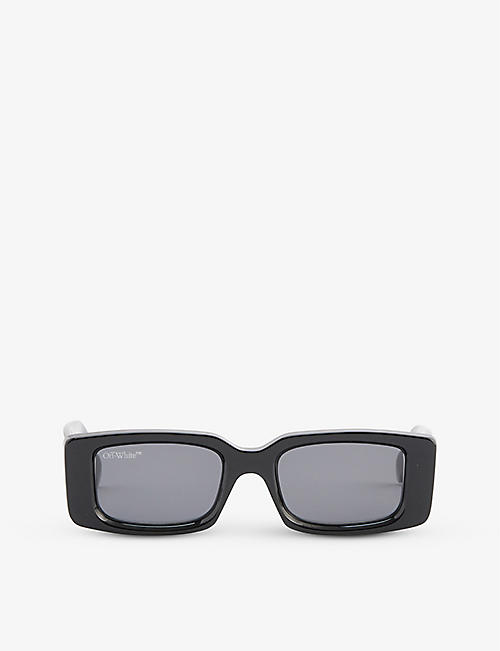 OFF-WHITE C/O VIRGIL ABLOH: Arthur logo-embossed rectangular acetate sunglasses