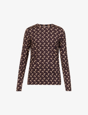 MARINE SERRE MOON-PRINT LONG-SLEEVED RECYCLED POLYAMIDE-BLEND TOP