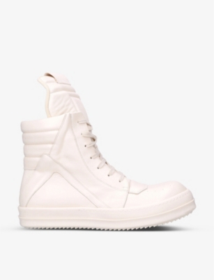RICK OWENS GEOBASKET LACE-UP LEATHER HIGH-TOP TRAINERS,60561627
