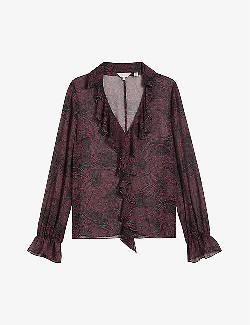 TED BAKER: Coryiah graphic-print chiffon blouse