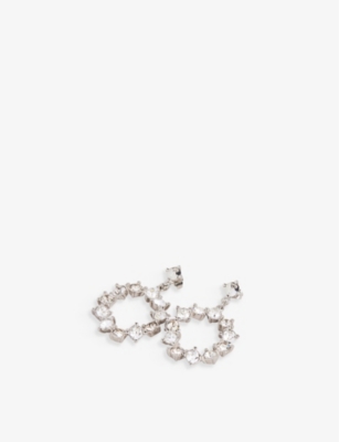 Ted Baker Womens Silver-col Crissty Crystal-embellished Brass Drop Earrings
