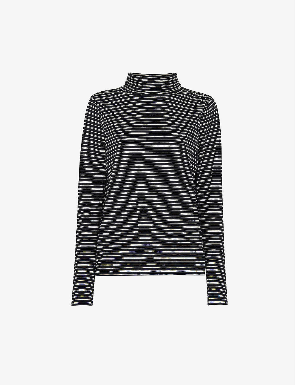 Whistles Contrasting Stripe Cotton Top In Black