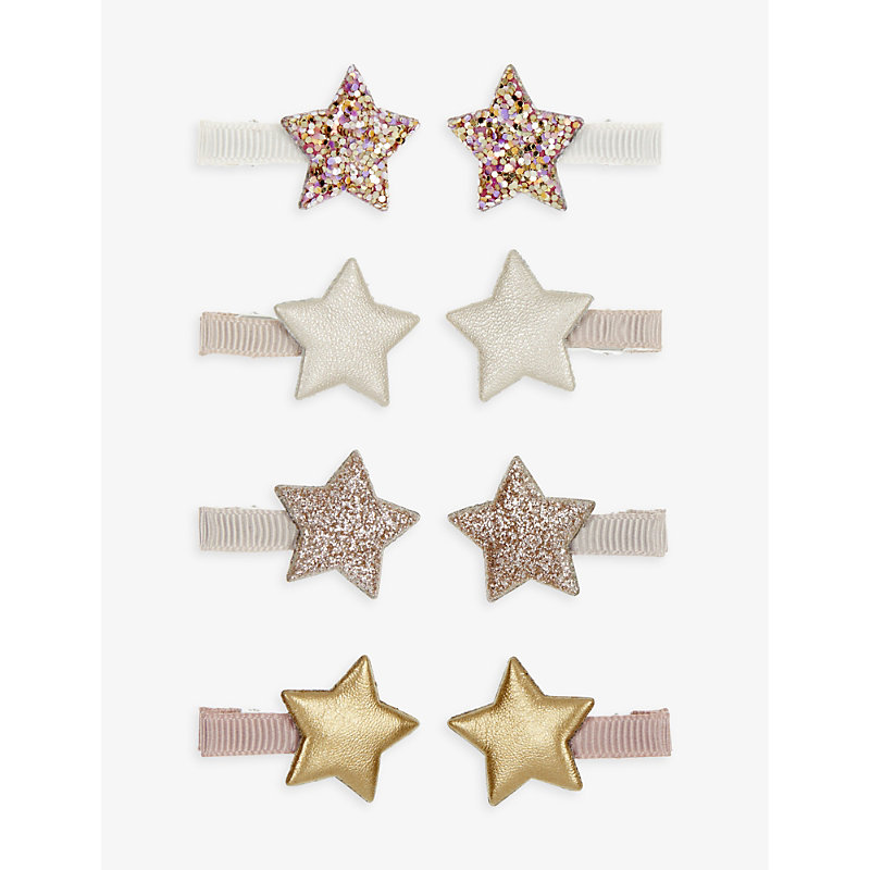 Mimi & Lula Kids' Star Mini Woven Hair-clips Pack Of Eight In Multi