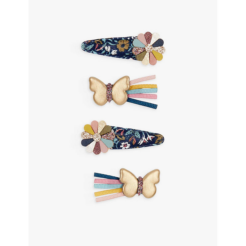 Mimi & Lula Kids' Winter Flora Hair Clips Pack Of Four In Multi