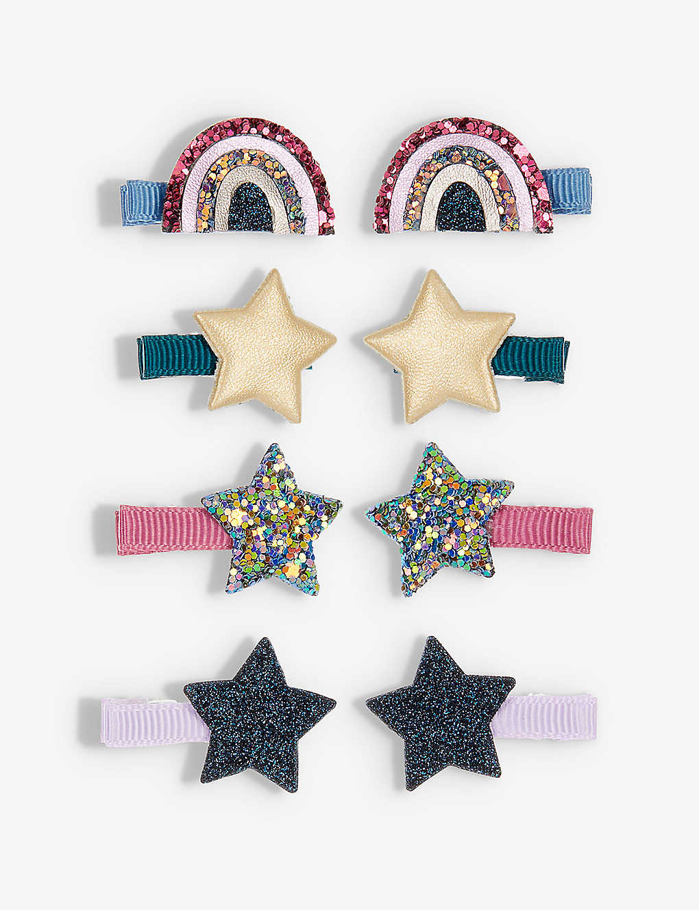 Mimi & Lula Kids' Rainbow-star Embellished Mini Hair Clips Pack Of Eight In Multi