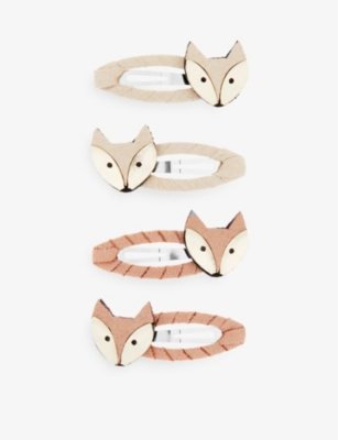 Mimi & Lula Kids' Fox Cub-embellished Hair Clips Pack Of Four In Multi