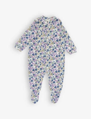 SLEEPY DOE: Floral-print organic-cotton sleepsuit 0-12 months