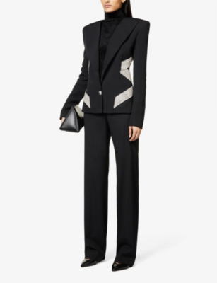 BALMAIN Rhinestone-embellished single-breasted wool jacket