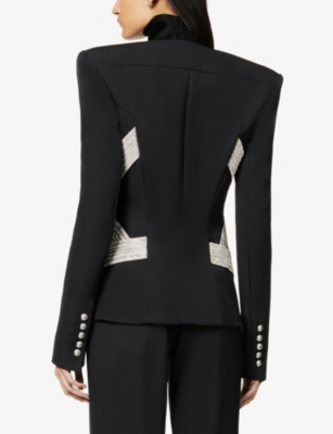 BALMAIN Rhinestone-embellished single-breasted wool jacket