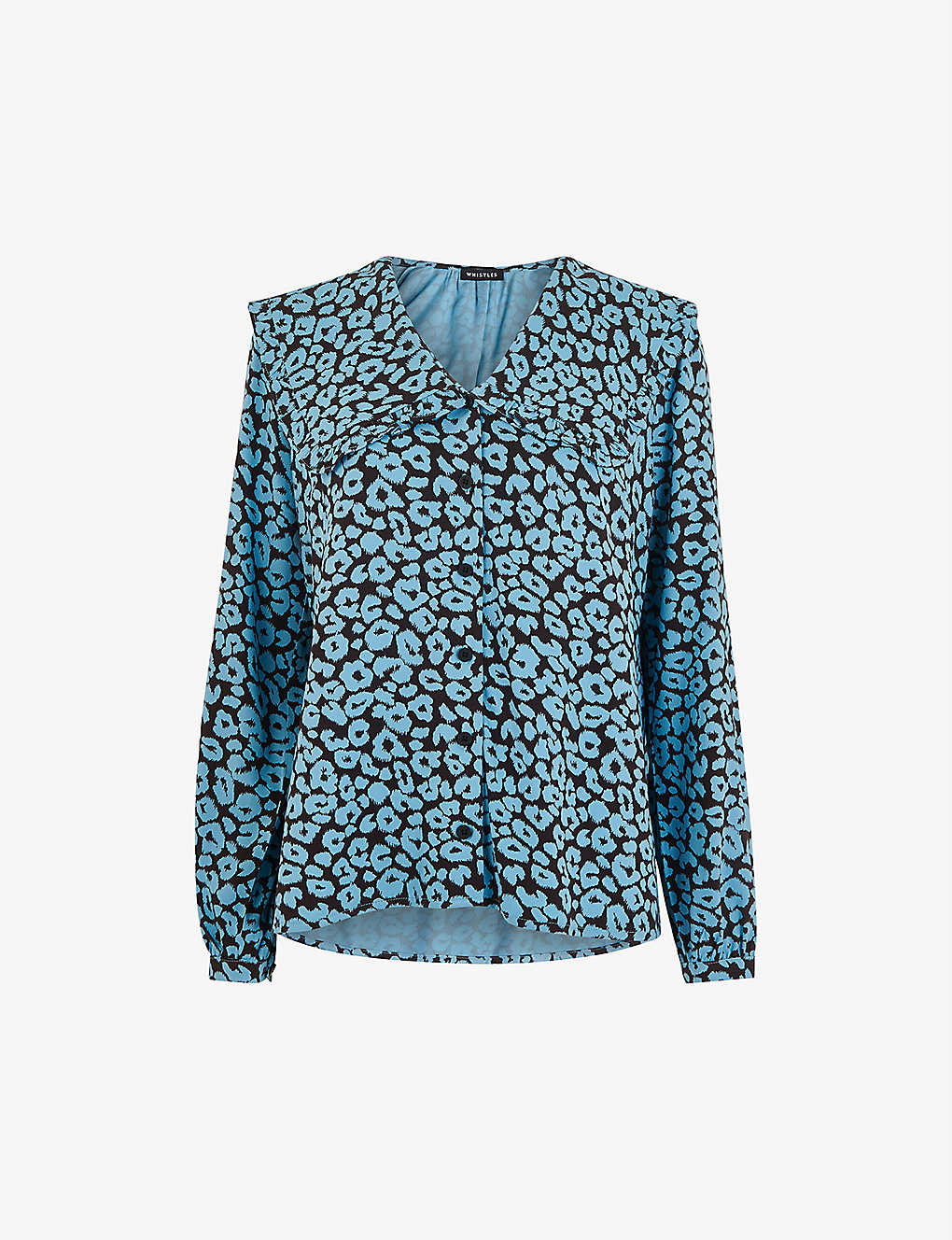 Whistles Fuzzy Leopard Collared Top In Multi-coloured