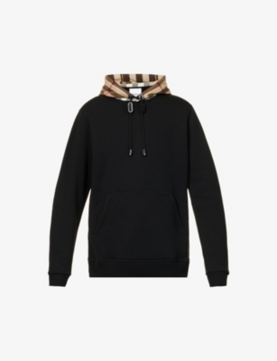 Samuel checked-trim cotton-jersey hoody