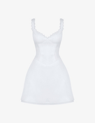 House Of Cb Womens White Tilly Pin-tuck Woven Mini Dress
