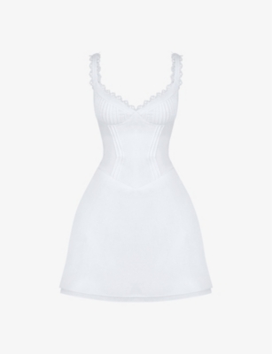 House Of Cb Womens White Tilly Pin-tuck Woven Mini Dress In White