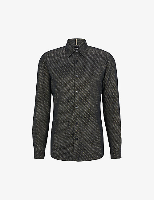 BOSS: Business Leisure long-sleeved slim-fit cotton-blend shirt
