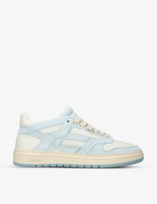 Represent Reptor Low Sneakers In White Leather In Pale Blue