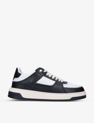 Represent Apex Logo-embossed Leather Low-top Trainers In Blk/white
