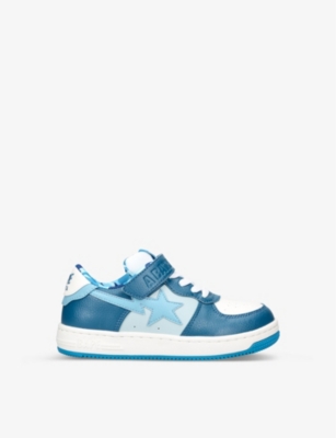 A Bathing Ape Boys Blue Kids Sk8 Sta Leather Low-top Trainers 2-7 Years ...