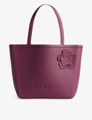 Ted Baker Floral-appliqué Logo-print Silicone Tote Bag In Dp-purple