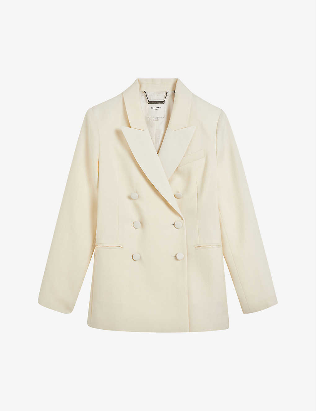 Shop Ted Baker Women's Ivory Dianai Double-breasted Woven Blazer