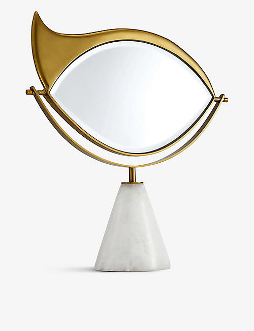 LOBJET: L'Objet x Lito marble and 24ct yellow-gold vanity mirror 29cm