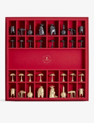 Haas Brothers stone and brass chess set