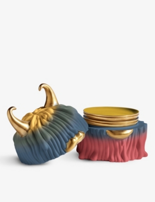 LOBJET: Haas Brothers Malibu Monster porcelain and 24ct gold-plated box and plates