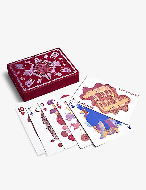 L'OBJET: Graphic-print playing cards and velvet box set