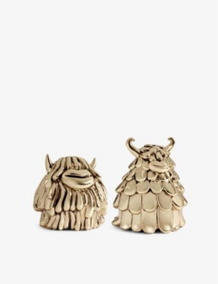 L'objet Lobjet Gold Niki And Simon 24ct Gold-plated Brass Salt And Pepper Shakers In Gold