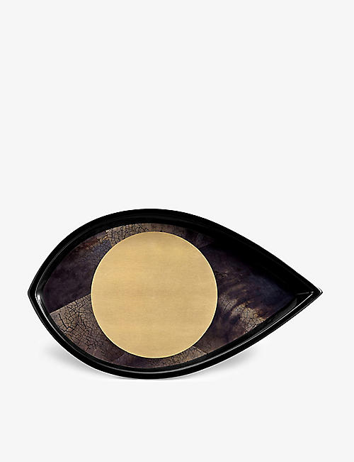 L'OBJET: Kelly Behun Wide Eye shell and brass tray 30cm