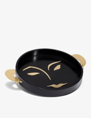LOBJET: Kelly Behun Henri resin and brass round tray 36cm