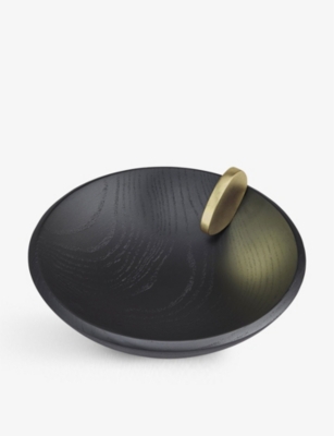 LOBJET: Kelly Behun Leaf wood and brass bowl 20cm
