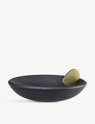 LOBJET: Kelly Behun Leaf wood and brass bowl 20cm