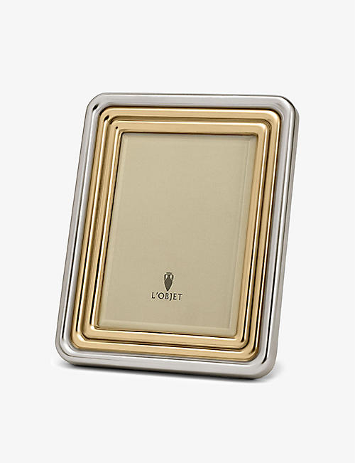 L'OBJET: Concorde platinum and 24ct gold-plated photo frame 6” x 4”