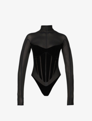 WOLFORD X MUGLER Wolford x Mugler Flock stretch woven bodysuit