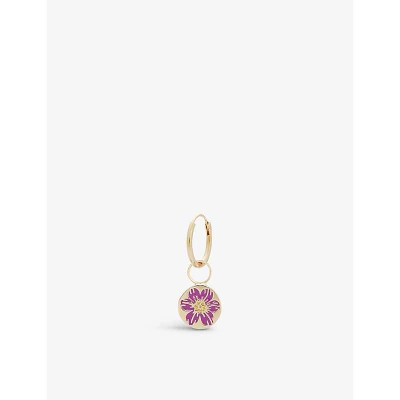 Anna + Nina Geranium 14ct Yellow-gold Plated Sterling-silver Earring In Purple