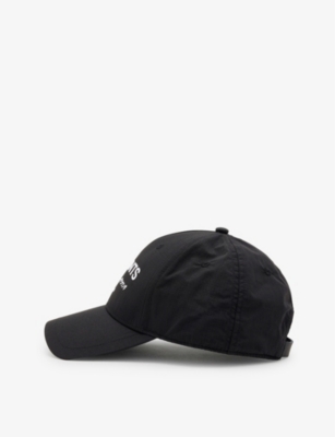 Shop Allsaints Women's Black/matte Bl Logo-embossed Woven Baseball Cap
