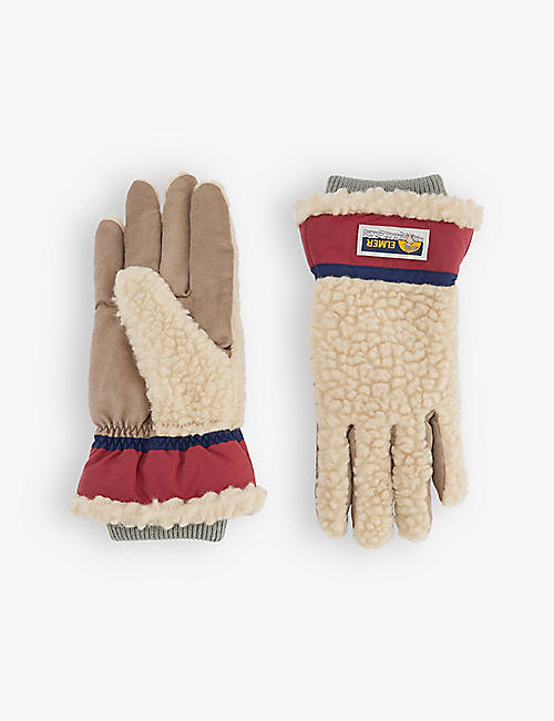 ELMER: Logo-patch teddy wool gloves