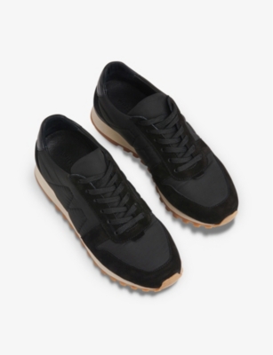 Shop Whistles Women's Black Silas Padded Leather And Nylon Low-top Trainers
