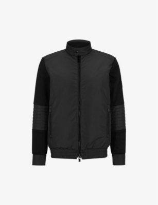 BOSS: Moto panelled cotton and shell bomber jacket