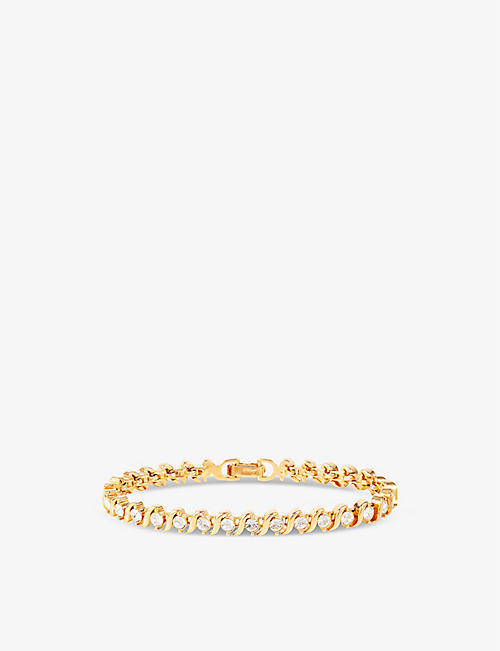 SUSAN CAPLAN: Pre-loved Rediscovered 22ct yellow gold-plated and Swarovski-crystal bracelet