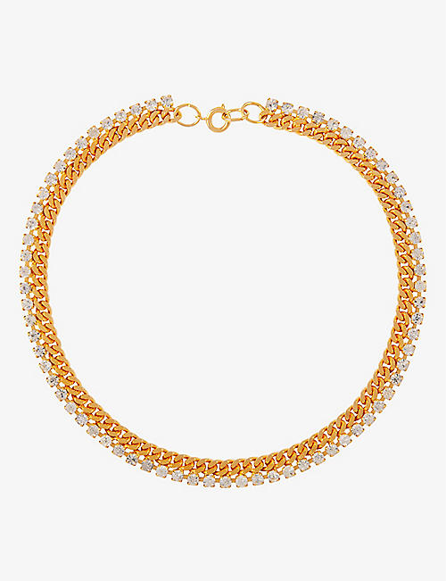 SUSAN CAPLAN: Pre-loved Rediscovered crystal-embellished yellow gold-plated necklace