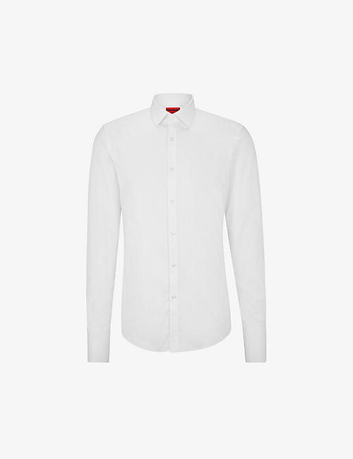 HUGO: Slim-fit easy-iron cotton-twill shirt