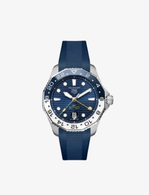 Tag Heuer Wbp2010.ft6198 Aquaracer Stainless Steel And Rubber Automatic Watch In Blue