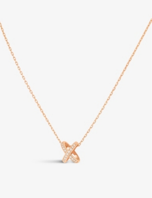 CHAUMET: Jeux de Liens 18-carat rose gold and 0.11ct diamond pendant necklace