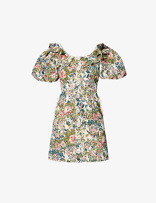 SISTER JANE: Lunar floral-print woven mini dress