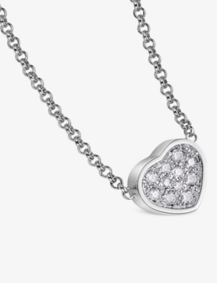 Shop Chopard Women's White Gold Happy Hearts 18ct White-gold And 0.12ct Brilliant-cut Diamond Pendant Nec