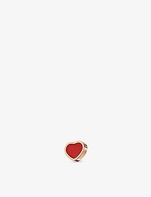 CHOPARD: My Happy Hearts 18ct rose-gold and carnelian single stud earring