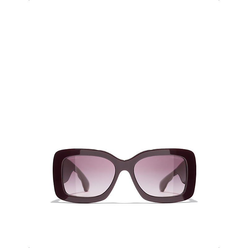 Pre-owned Chanel Womens Red Ch5483 Square-frame Acetate Sunglasses