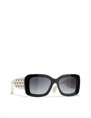 Pre-owned Chanel Womens Black Rectangle Sunglasses