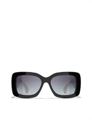 Pre-owned Chanel Womens Black Rectangle Sunglasses